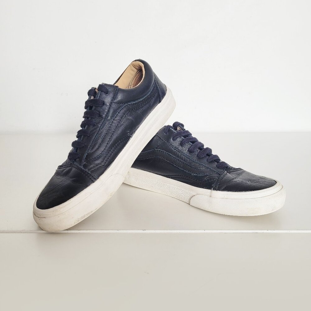 Vans Old Skool Premium Black Leather Sneakers - Women 6.5